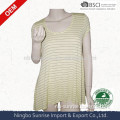 Women`s long length loose hem viscose linen knitted tshirt